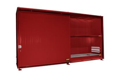 Isolierter Regalcontainer BAUER CEH 59-2 aus Stahl mit Schiebetor in Rot, B/T/H: 644,0 x 155,0 x 303,0 cm - Bild 1