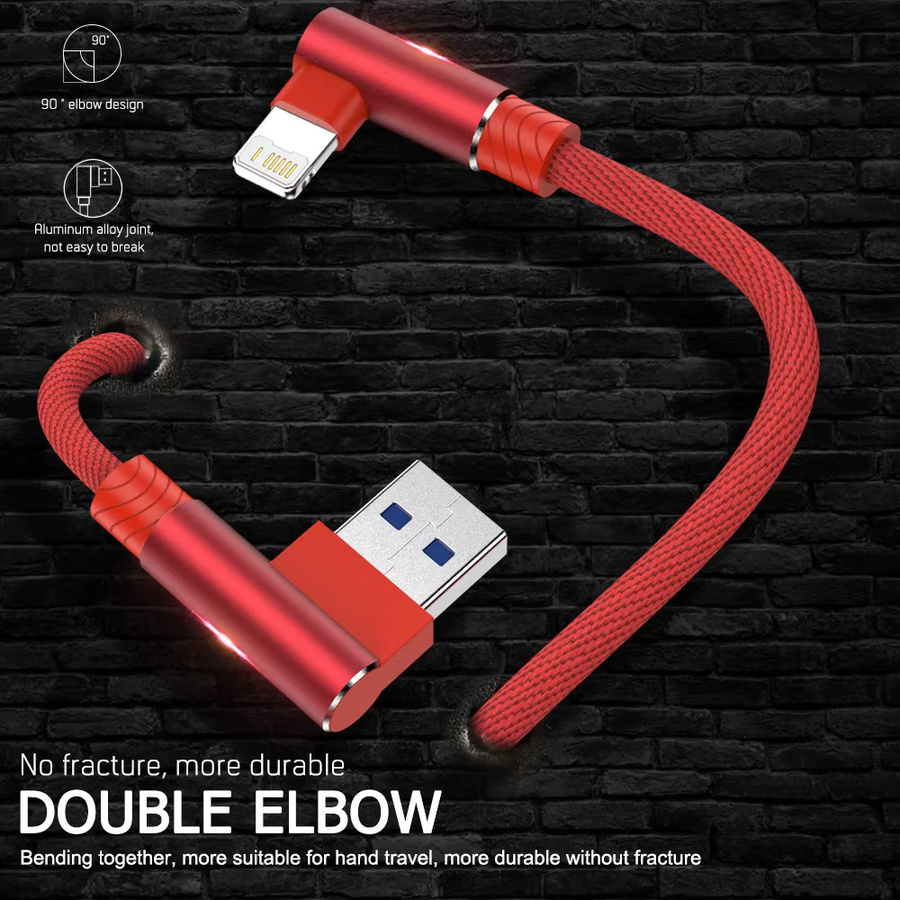 Nephy 90-Grad USB-Ladekabel für iPhone und iPad in Rot, Länge: 3 m - Bild 1