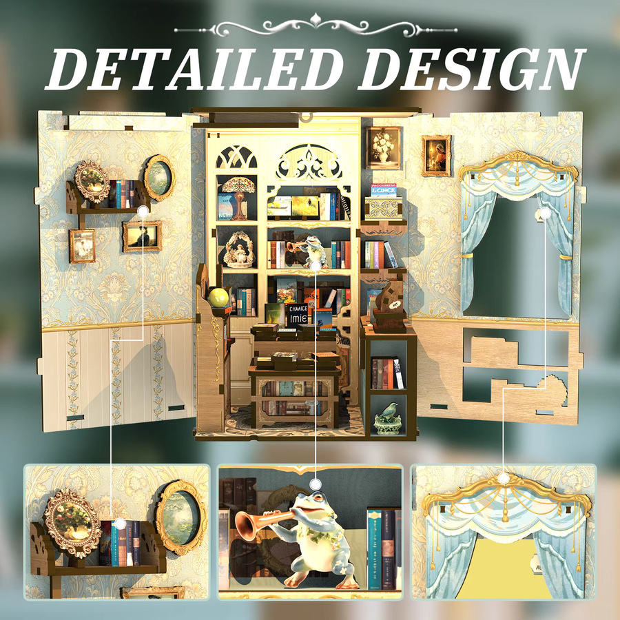 CUTEBEE DIY-Bücherladen-Puppenhaus-Bausatz, Holz, mit Licht - Bild 3