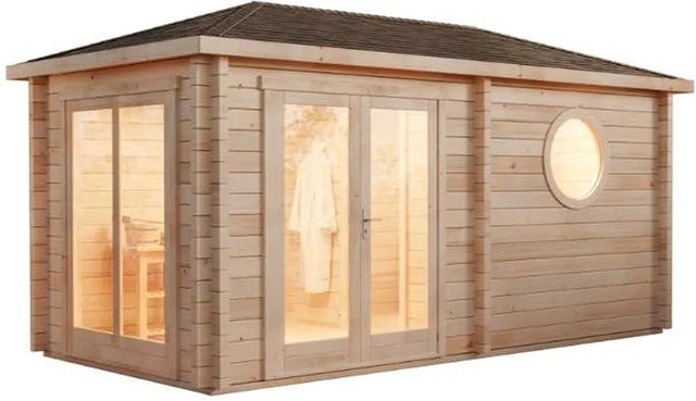 Finntherm Gartensauna Pori-70 aus Espe in Naturbelassen, B/T: 495 x 254 cm - Bild 1