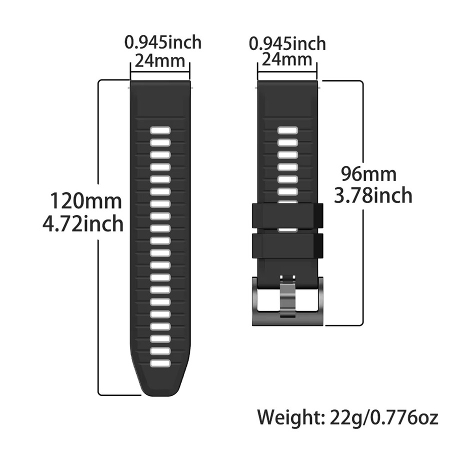 QCTOG Uhrenarmband Silikon, 24mm, Schwarz, Unisex - Bild 2