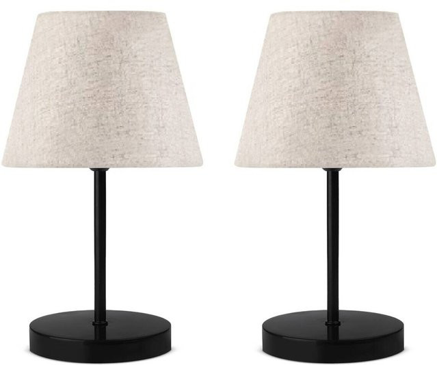 Opviq Tischleuchte in Creme mit 2 E27 Fassungen aus Metall und PVC, Skandinavisch Design, B/H/T: 22 x 36 x 22 cm - Bild 1