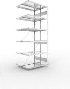 Meta Steckregal Anbauregal S3 CLIP 230 DAR verzinkt in Silber, B/T/H: 250 x 100 x 40 cm, inklusive 12 Böden - Bild 1