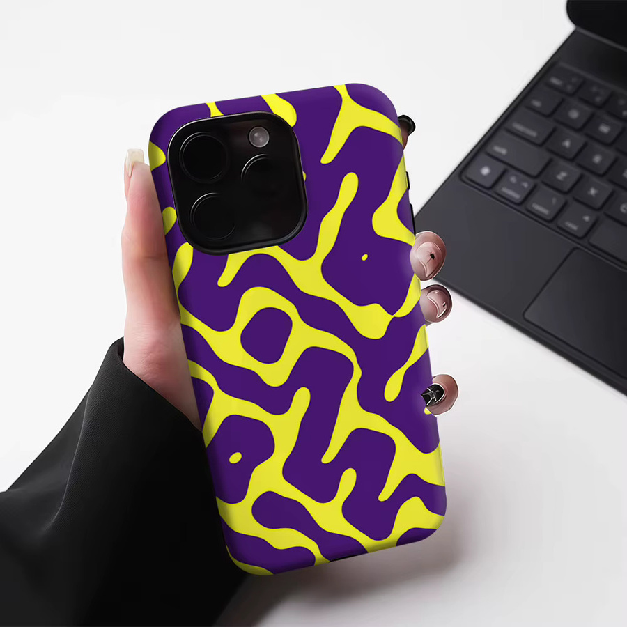 Magnetische iPhone Hülle mit lila-gelber Wellenform, Tough Case für iPhone 17, 16, 15 Pro Max und Plus - Bild 5