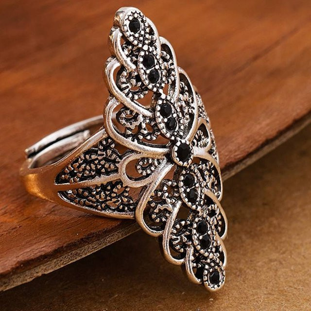 Huitan Bohemia Ring, Schwarz, Zirkonia, Damen - Bild 1