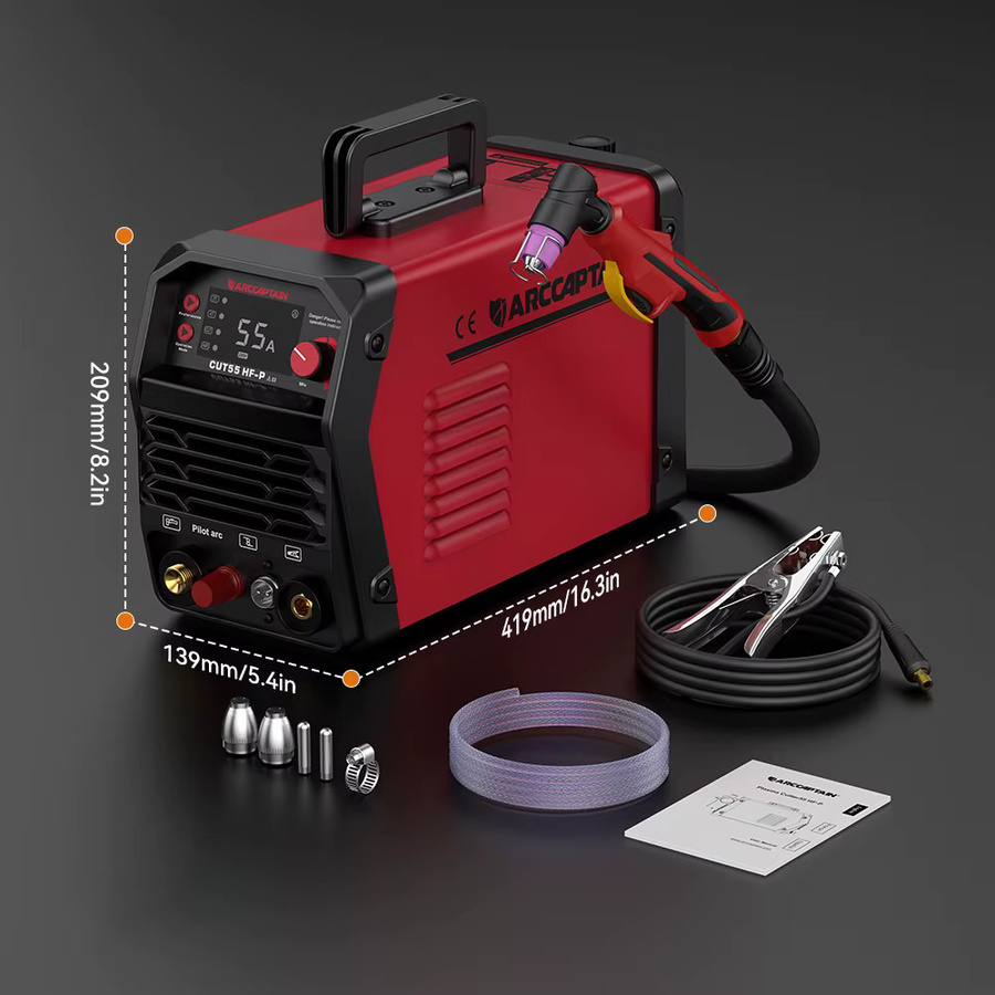 ARCCAPTAIN Air HF Plasmaschneidgerät CUT55-HF-P DC 55A mit Digitalsteuerung in Rot - Bild 2