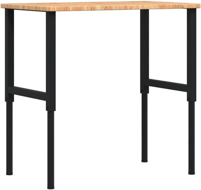 vidaXL Werkbank aus Massivholz Eiche in Hellbraun, B/T/H: 100 x 60 x 71,5-98 cm - Bild 1