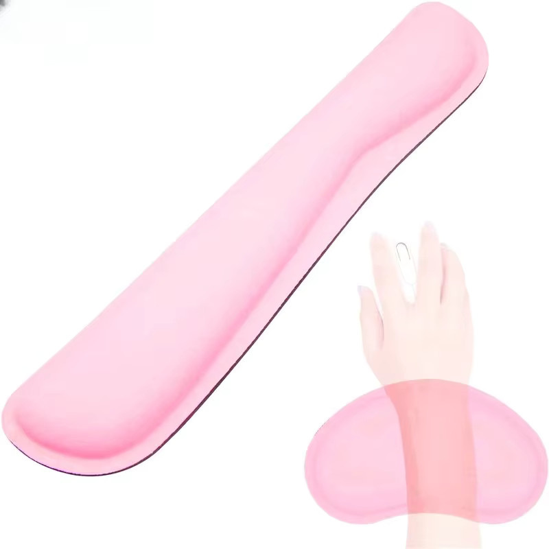 Ergonomische Tastatur-Handgelenkauflage aus Memory-Schaum in Pink mit rutschfestem Mauspad für Büro und Gaming - Bild 2
