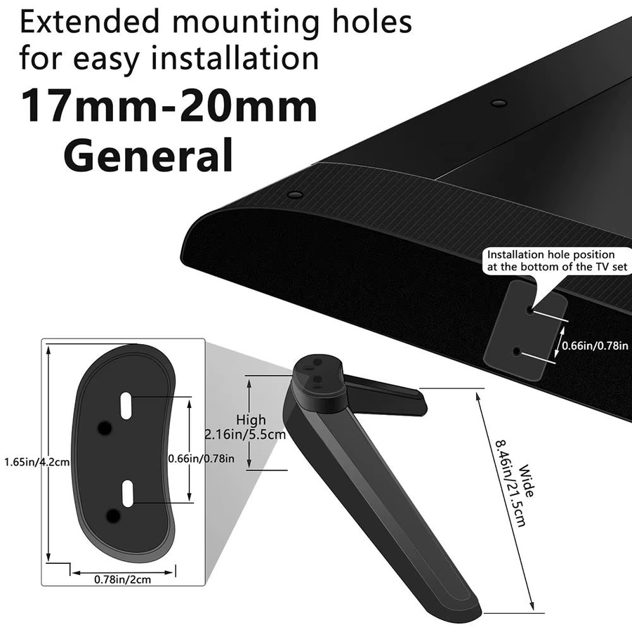 Universal TV-Standfuß für TCL Fernseher in Schwarz inklusive Schrauben als Tabletop-Sockel-Halterung - Bild 6