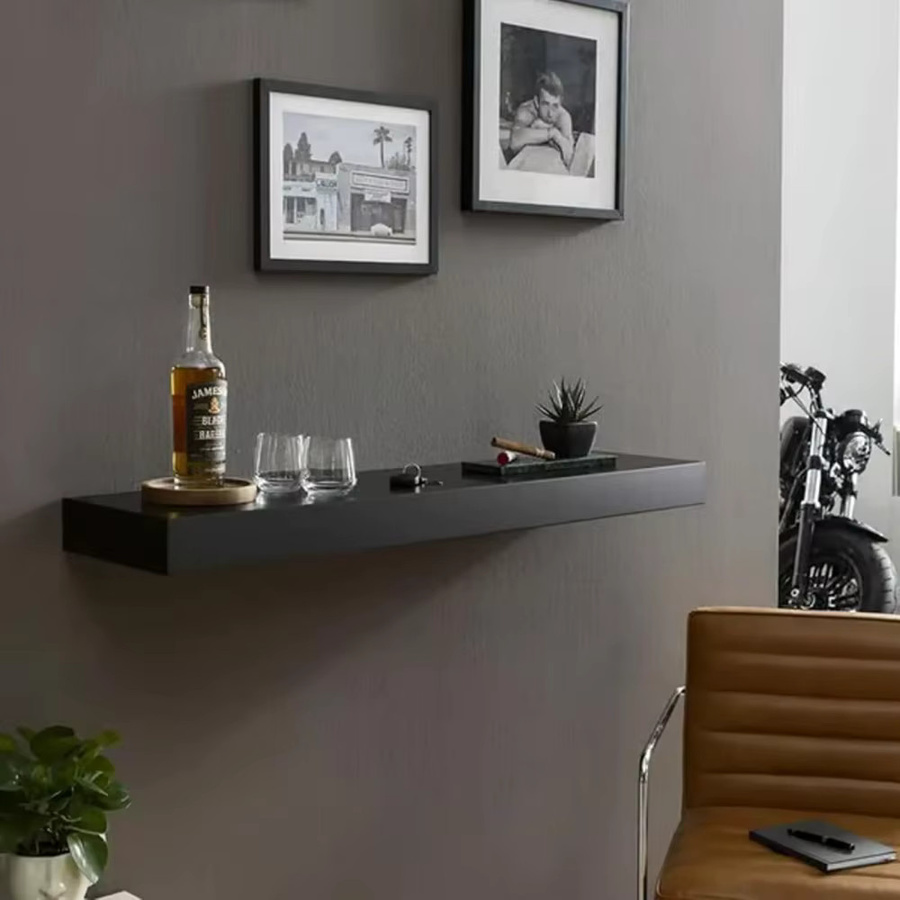 Schwebendes Wandregal mit Geheimfach von XMSJ aus Holz in Schwarz Matt - Bild 2