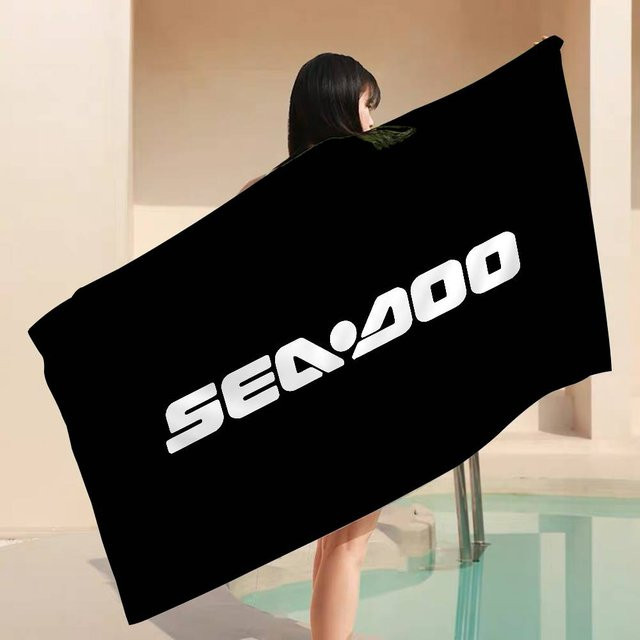 S-Sea D-Doo Seadoo Mikrofaser-Strandtuch aus Polyester und Baumwolle, schnelltrocknend und super saugfähig, Schwarz, Breite: 50 cm, Länge: 100 cm - Bild 1
