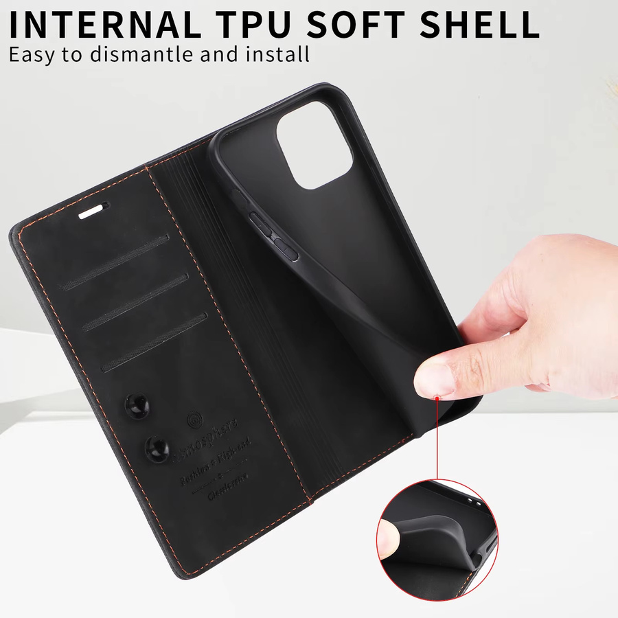 Leder-Brieftaschenhülle für Samsung Galaxy S25 S26 S24 S23 S22 S21 S20 S10 S9 S8 Note 20 Ultra Pro Flip in Schwarz - Bild 2