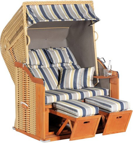 SUNNY SMART Strandkorb Rustikal Halblieger in Beige/Natur, B/H/T: 125 x 160 x 90 cm - Bild 1