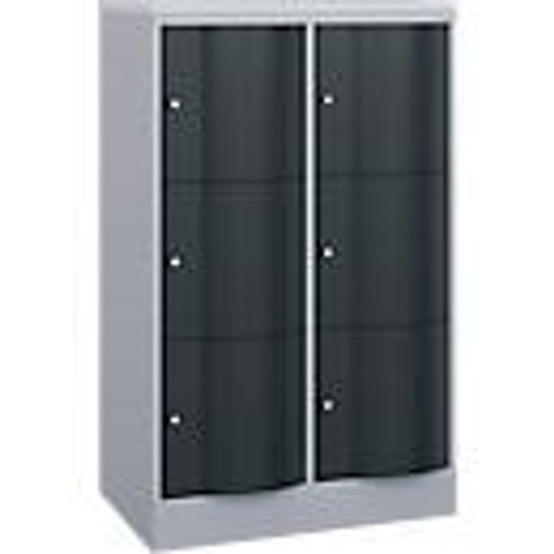 C+P Schließfachschrank Resisto mit 2 Abteilen und 6 Fächern, Weißaluminium/Anthrazitgrau, B: 77,2 cm, T: 54,0 cm, H: 125,5 cm - Bild 2