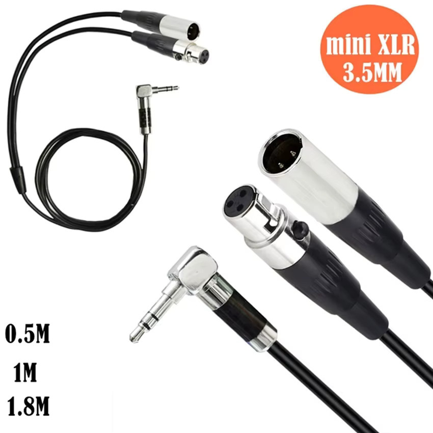 MACDOT Audio Y-Kabel mit Dual Mini 3Pin XLR Stecker und Buchse auf 3,5 mm TRS Stecker in Schwarz - Bild 2