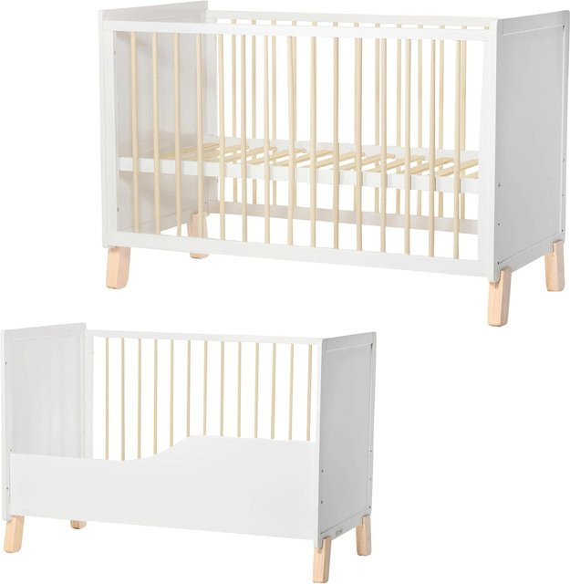 Kinderkraft Babybett NICO in Weiß im skandinavischen Design aus Kiefer und MDF, B/T/H: 120 x 60 x 65,5 cm - Bild 1