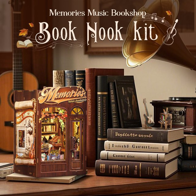CUTEBEE DIY Book Nook Kit, Miniatur-Puppenhaus aus Holz, mit Licht - Bild 1