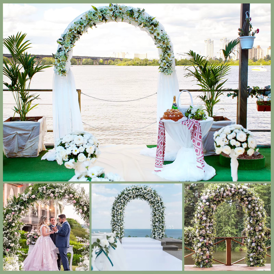 Metall Gartenbogen Weiß als Rankhilfe und Spalier für Hochzeiten und Dekoration, Höhe: 240 cm - Bild 5