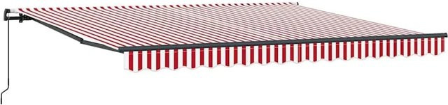 Einziehbare Markise vidaXL in Rot-Weiß aus Polyester und Stahl, B: 400 cm, T: 300 cm - Bild 1