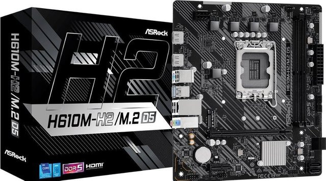 ASRock H610M-H2/M.2 D5 Mainboard micro ATX LGA1700 H610 Chipsatz DDR5 NVMe/M.2 Gigabit LAN Schwarz - Bild 1