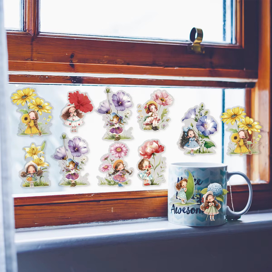 Etori Life Flower Roam Aquarell-Aufkleber mit Blumen- und Mädchen-Motiven, 10 Stück, Multicolour - Bild 4