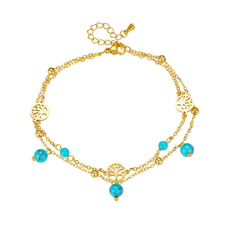 XIYANIKE Fußkettchen Edelstahl, Gold, Zirkonia, Damen - Bild 2
