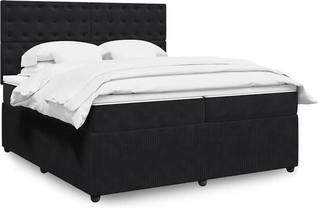 vidaXL Boxspringbett mit Matratze in Schwarz aus Samt mit USB-Ladeport und Unterbettbeleuchtung B/T: 200 x 200 cm - Bild 1