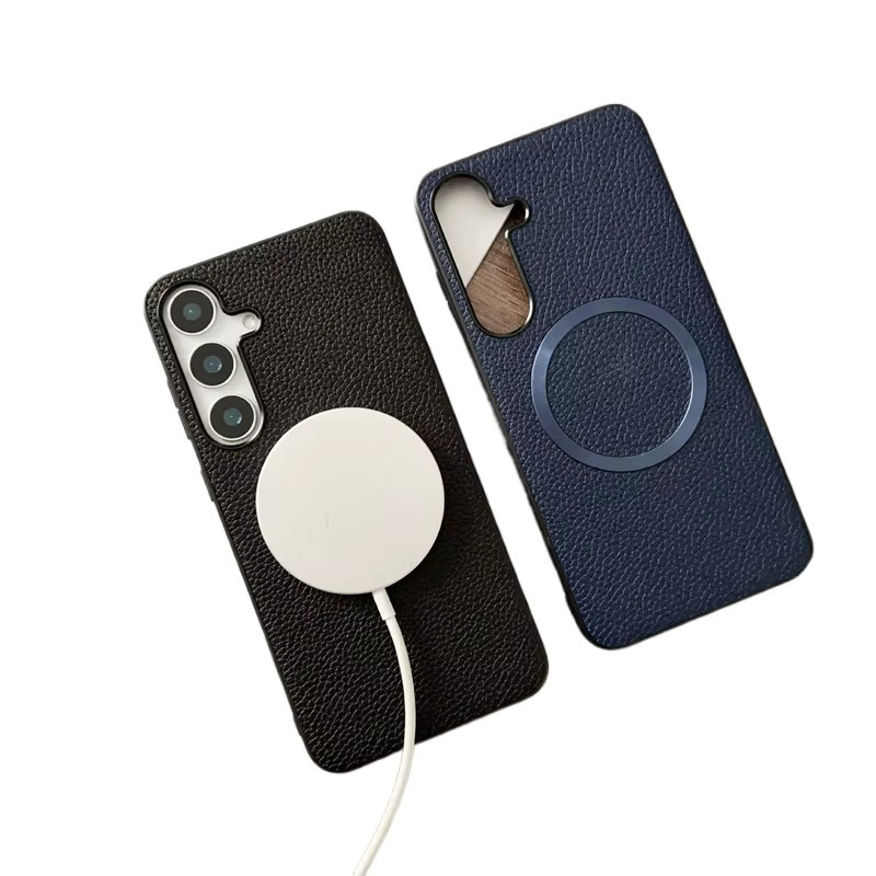 Leder Handyhülle mit kabelloser Ladefunktion für Samsung Galaxy S25 Edge S24 Ultra S23 Plus A07 A16 A26 A36 A56 5G in Grün - Bild 3
