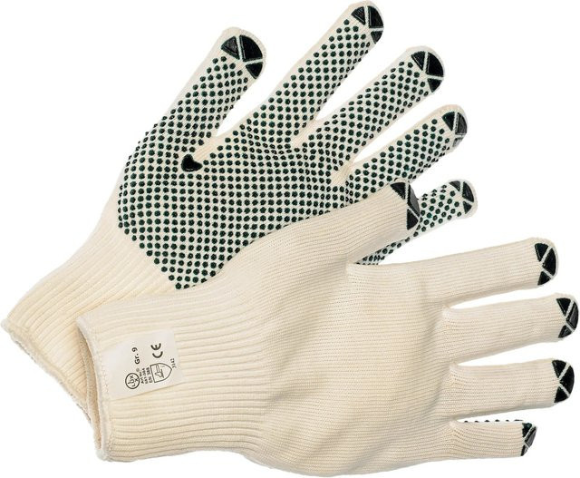 LUX-TOOLS Feinstrick-Handschuhe aus Baumwolle in Weiß und Grün, Größe 7, nach EN 388 - Bild 1