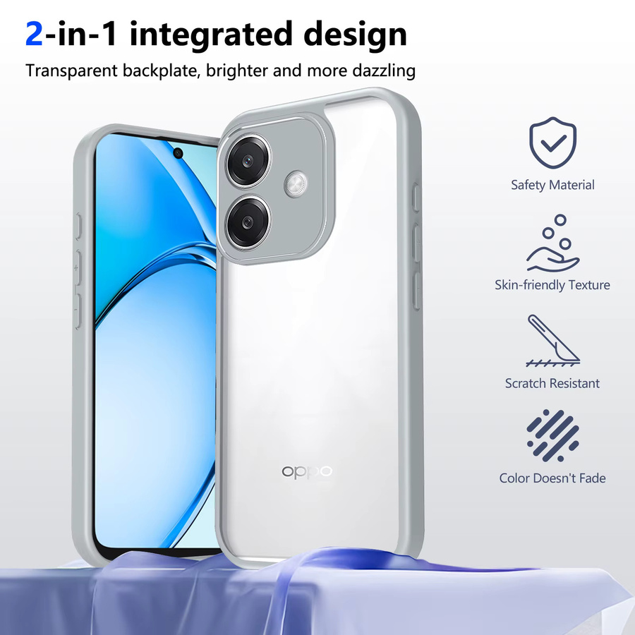Oppo A5 Pro Hülle Air Cushion Silikon Bumper Clear Matte Back Cover in Transparent oder Purple - Bild 2