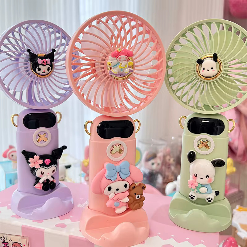 Sanrio Hello Kitty Handventilator mit Akku und digitalem Display im Anime-Design - Bild 1