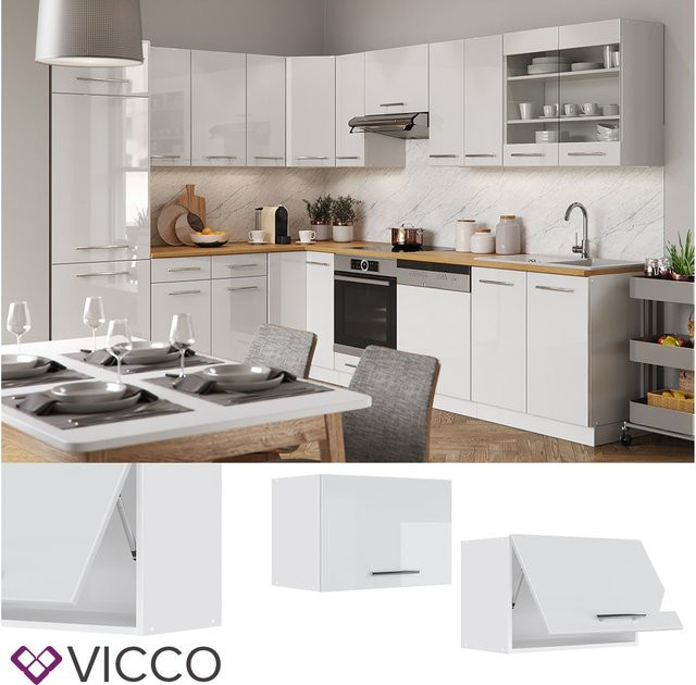 Vicco Hängeschrank Fame-Line Weiß Hochglanz Küchenschrank Breite: 60 cm, Höhe: 34,1 cm, Tiefe: 40 cm - Bild 1