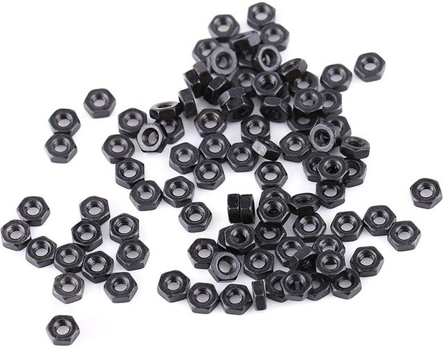 100 Stück Sechskantmuttern DIN 934 aus Kohlenstoffstahl, Schwarz verzinkt, M2 bis M5 - Bild 1