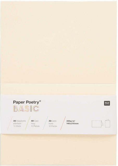 Rico Design Paper Poetry Klappkarten Basic A6, 10 Stück, Elfenbein - Bild 1
