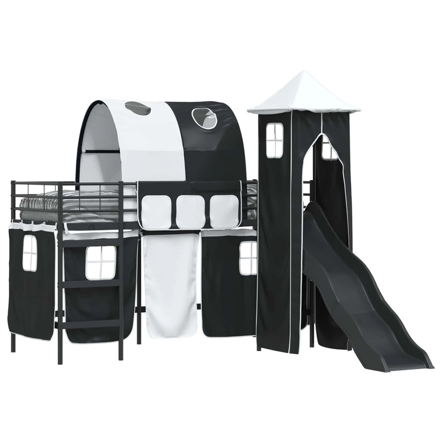 vidaXL Kinderloftbett aus Metall in Schwarz, modern und matt, B/T/H: 90 x 190 x 105 cm - Bild 2