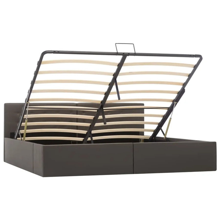 vidaXL Stauraumbett mit Hydraulik in Grau aus Kunstleder, B/T/H: 180 x 200 x 188 x 211 cm - Bild 2