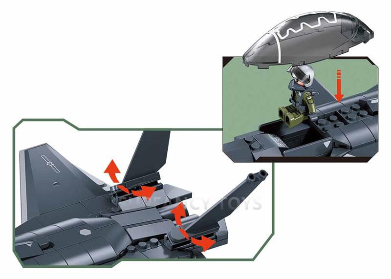 Sluban Stealth-Kampfflugzeug Militärische 169-teiliges Set 6-12 Jahre - Bild 3