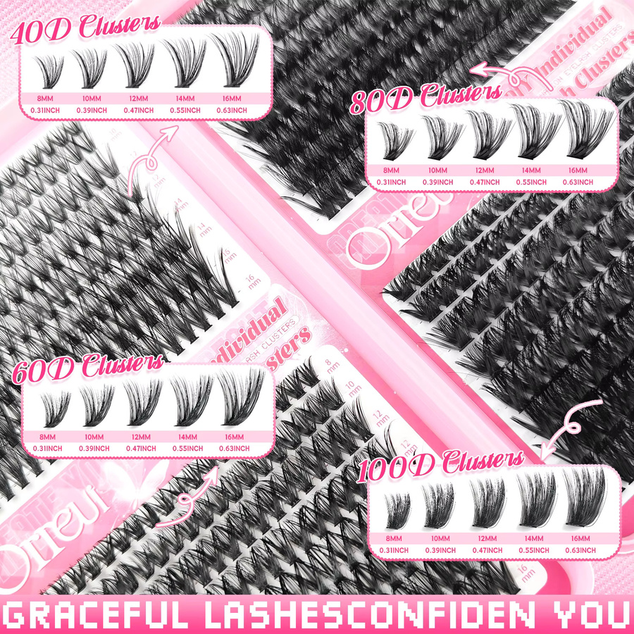 Orreu Wimpernverlängerungs-Set, Einzelne Wimpernbüschel, Unisex - Bild 2