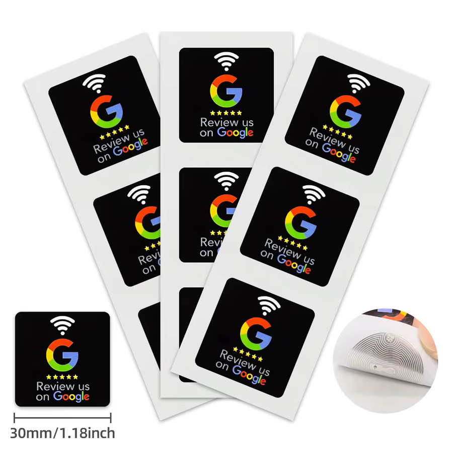 SZGHR NFC Google-Bewertungsetiketten Programmierbar 504 Bytes 13,56MHz Schwarz B: 3 cm, B: 3 cm - Bild 3
