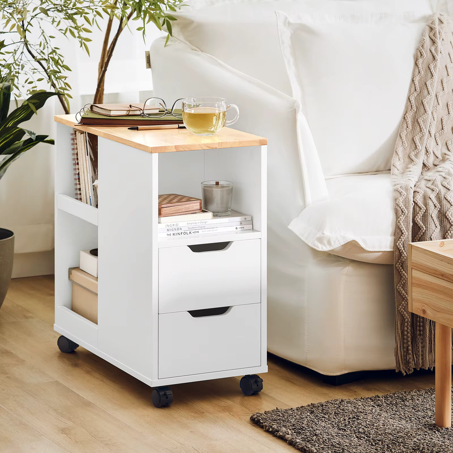 SoBuy FBT130-WN Druckertisch mit Rollen und Schubladen in Weiß - Bild 2