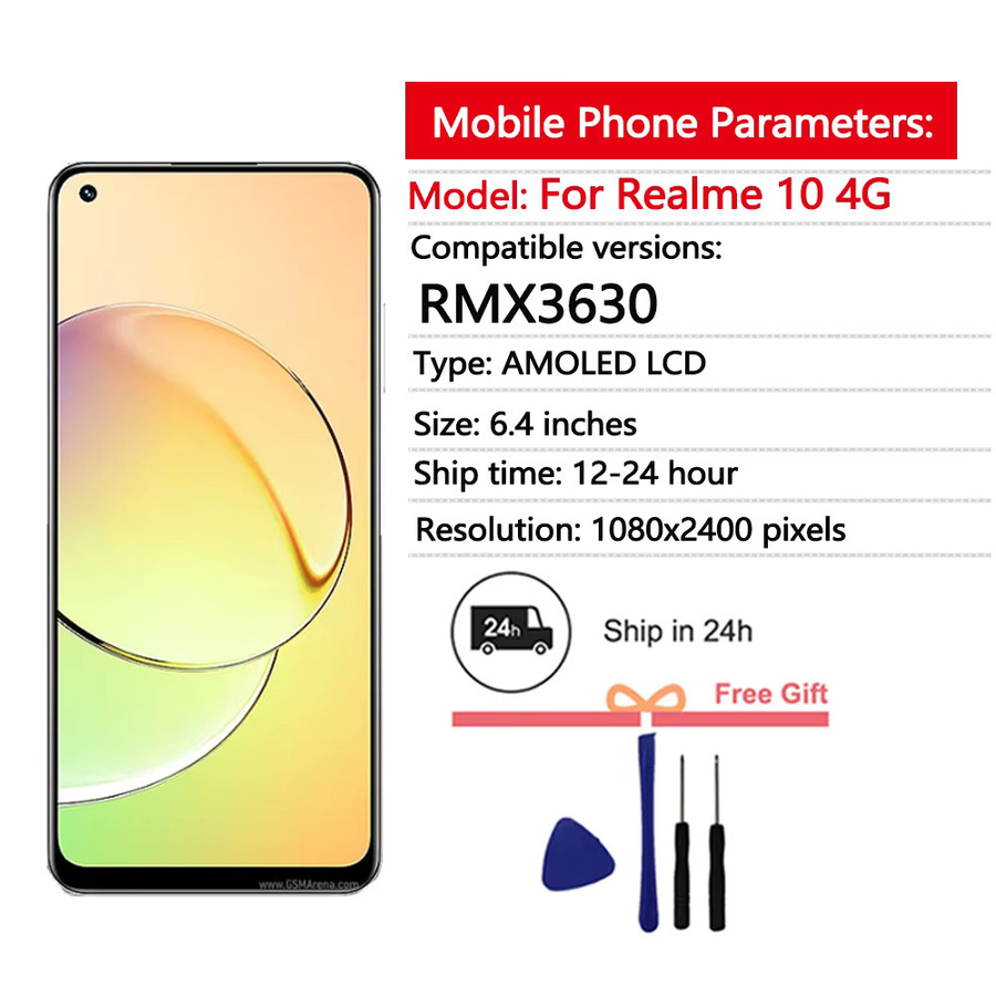 LCD-Display Ersatz für Oppo Realme 10 4G RMX3630 mit Touchscreen Digitizer Baugruppe in Schwarz - Bild 2