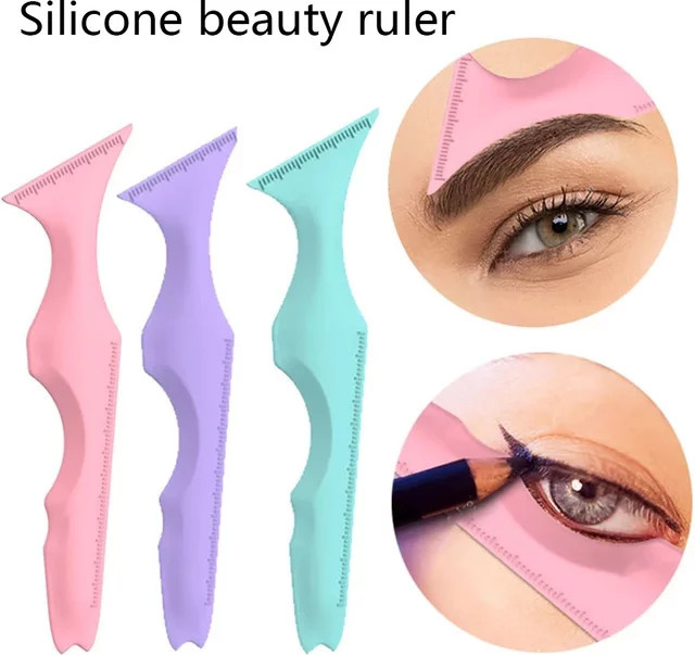 CNK 5-in-1 Silikon-Schönheitslineal, Eyeliner- und Augenbrauen-Schablone, Purple - Bild 1