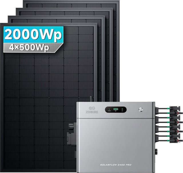 SolarMars Balkonkraftwerk 2000W mit Zendure SolarFlow 2400 Pro Speicher 2,4kWh in Grau - Bild 1