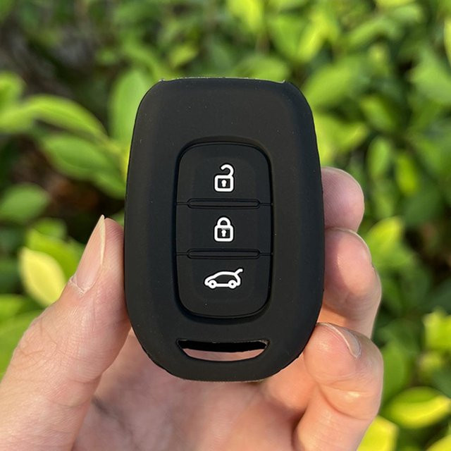 Silikon Autoschlüsselhülle Abdeckung für Dacia Logan, Renault Twingo 3, Duster, Captur, Laguna und Scenic in Schwarz - Bild 1