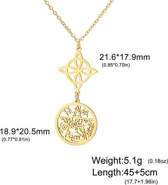 Rui Di Halskette Hexenknoten Pentagramm Tetragrammaton, Edelstahl, 45cm, Unisex - Bild 1