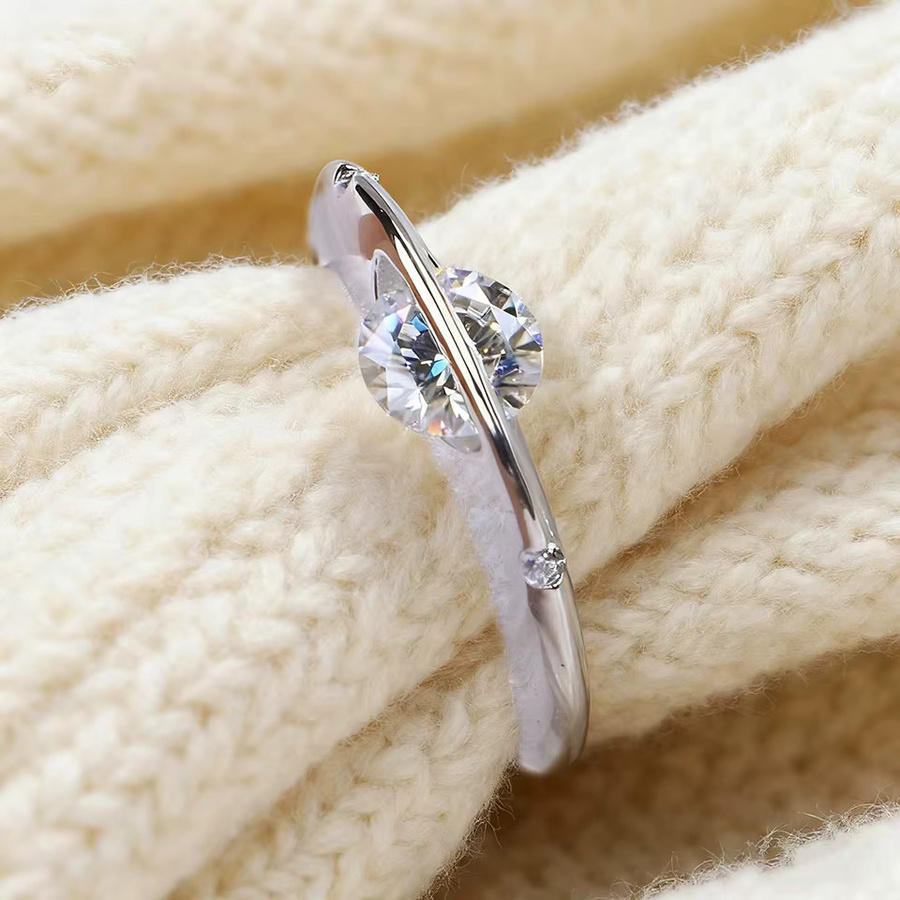 BXINY Ring 925 Silber, Moissanit, Diamant, Damen - Bild 2