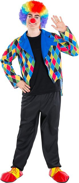 tectake Herrenkostüm Clown Oleg, Bunt / Mehrfarbig, Plüsch / Textil - Bild 1