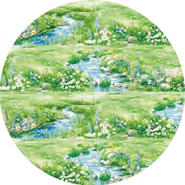 Etori Life Streamside Washi-Klebeband mit Grasland- und Bachfeld-Motiv, Multicolor, Breite: 60 mm, Länge: 2 m - Bild 1