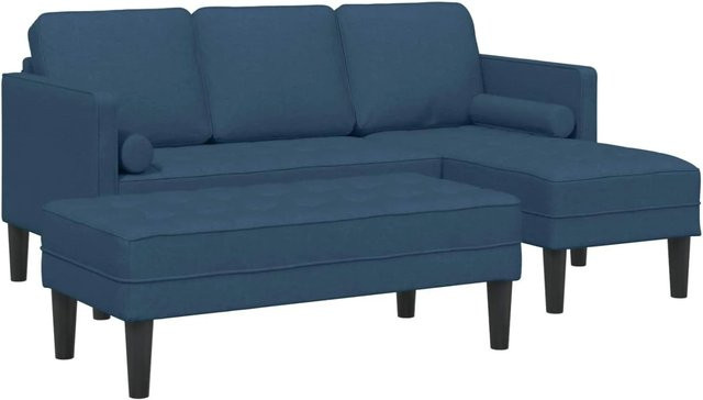 vidaXL Sofa Set L-Form in Blau mit 2 Kissen, Polster-Ecksofa aus Polyester mit wendbarer Sitzfläche - Bild 1