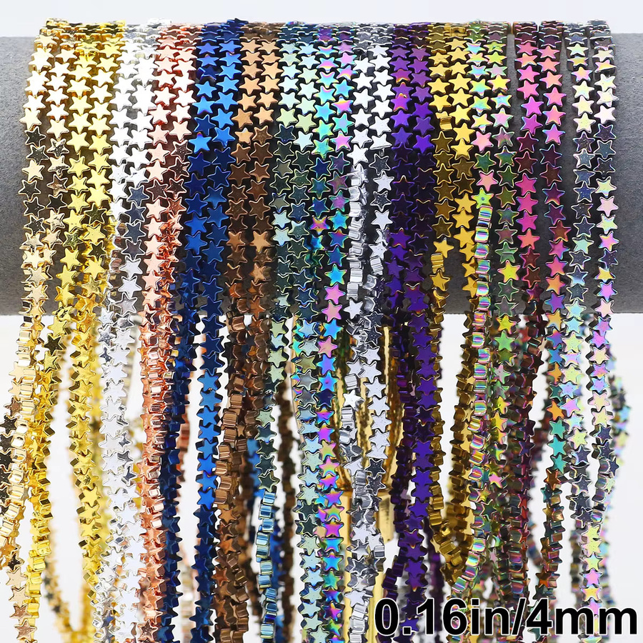 JHNBY Spacer Perlen Hämatit, Bunt, Stern Form, 4 mm, Unisex - Bild 5